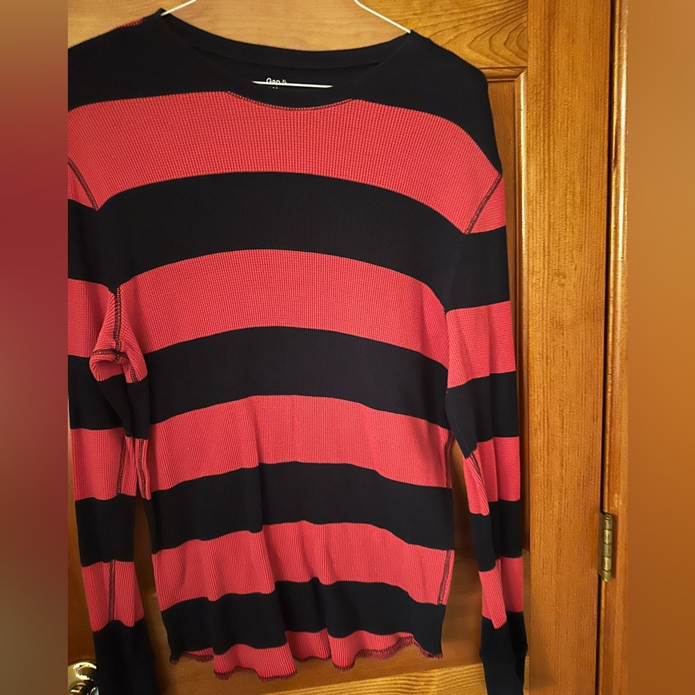 GAP Navy Stripe.Thermal Knit Long Sleeve Shirt Size XL